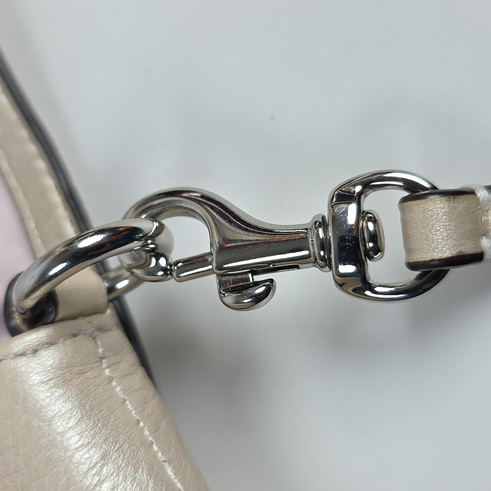 COACH KRISTIN METALLIC CHAMPAGNE SILVER LEATHER FLAP CROSSBODY SMALL BAG PURSE - Picture 12 of 13